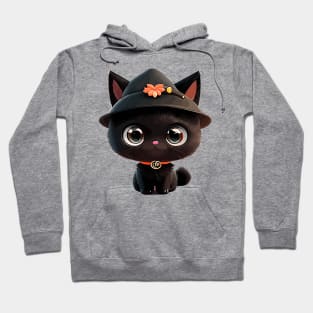 Cute black Halloween kitty in a hat Hoodie